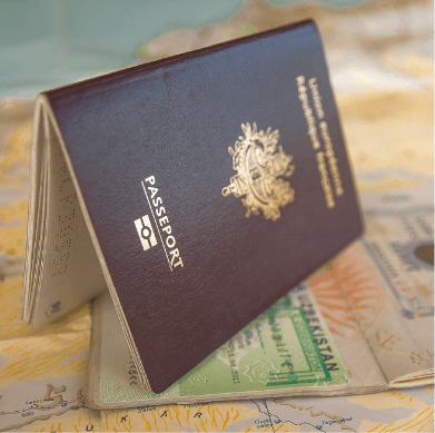 passport over opened passport