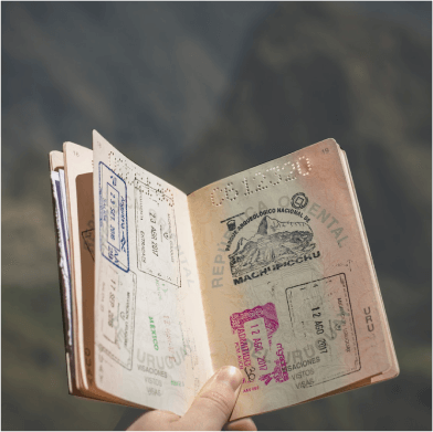 Woman holding an open Passport
